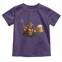 Funny Bigfoot BBQ Party Toddler T Shirt Sasquatch Drinking Beer Celebrate Championship - Wonder Print Shop