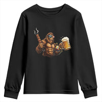 Funny Bigfoot BBQ Party Youth Sweatshirt Sasquatch Drinking Beer Celebrate Championship - Wonder Print Shop