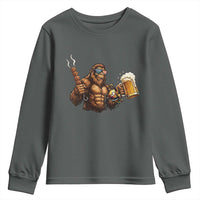 Funny Bigfoot BBQ Party Youth Sweatshirt Sasquatch Drinking Beer Celebrate Championship - Wonder Print Shop