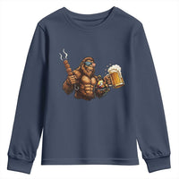 Funny Bigfoot BBQ Party Youth Sweatshirt Sasquatch Drinking Beer Celebrate Championship - Wonder Print Shop
