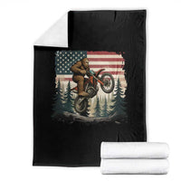 Bigfoot Dirt Bike Throw Blanket Patriotic Sasquatch American Flag - Wonder Print Shop