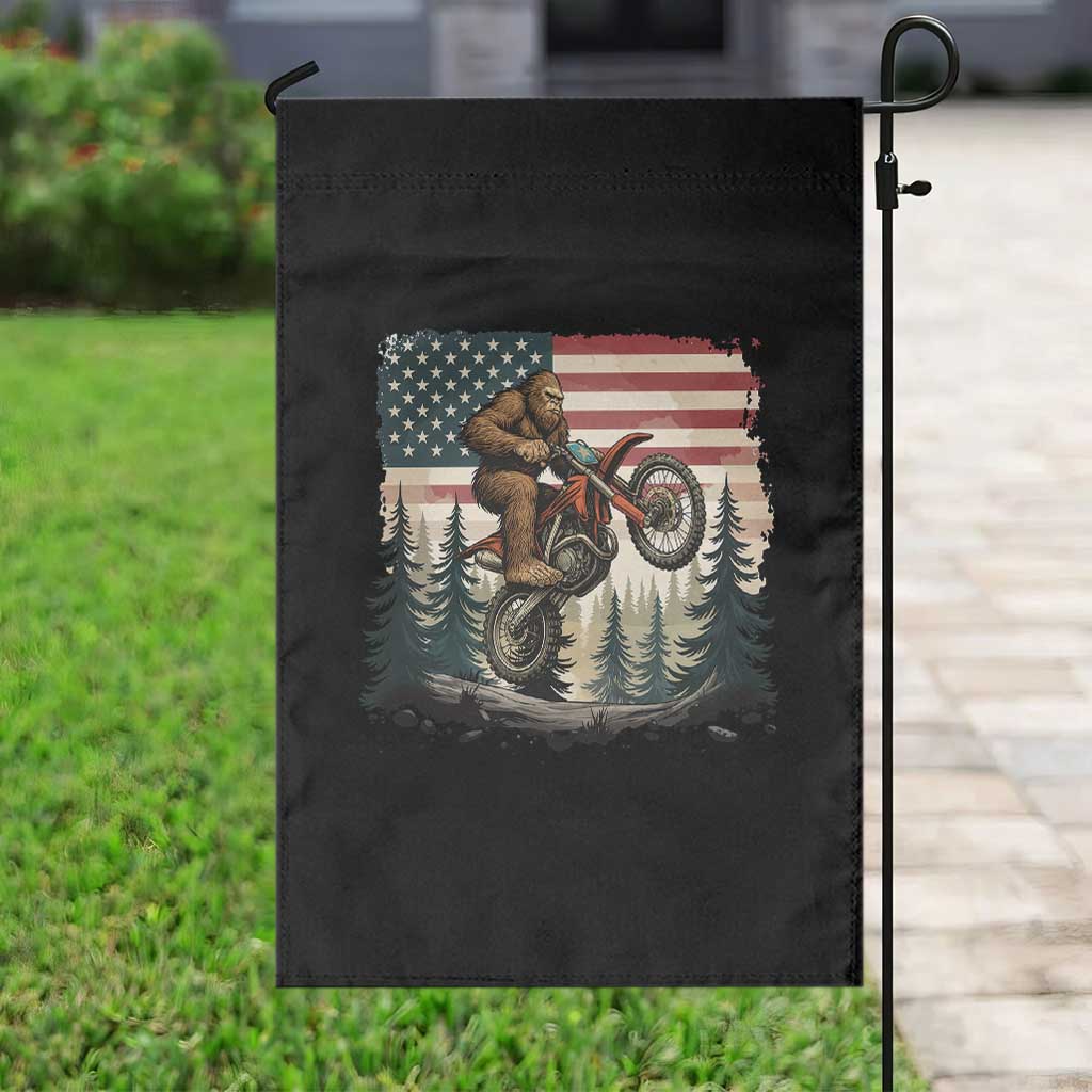 Bigfoot Dirt Bike Garden Flag Patriotic Sasquatch American Flag - Wonder Print Shop