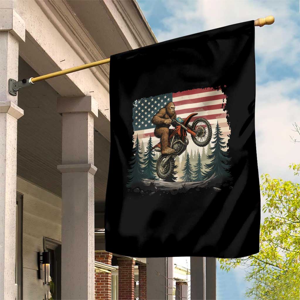 Bigfoot Dirt Bike Garden Flag Patriotic Sasquatch American Flag - Wonder Print Shop