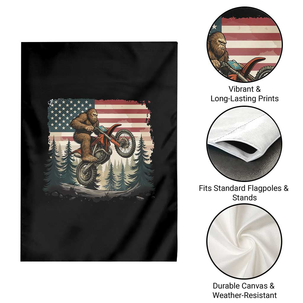 Bigfoot Dirt Bike Garden Flag Patriotic Sasquatch American Flag - Wonder Print Shop