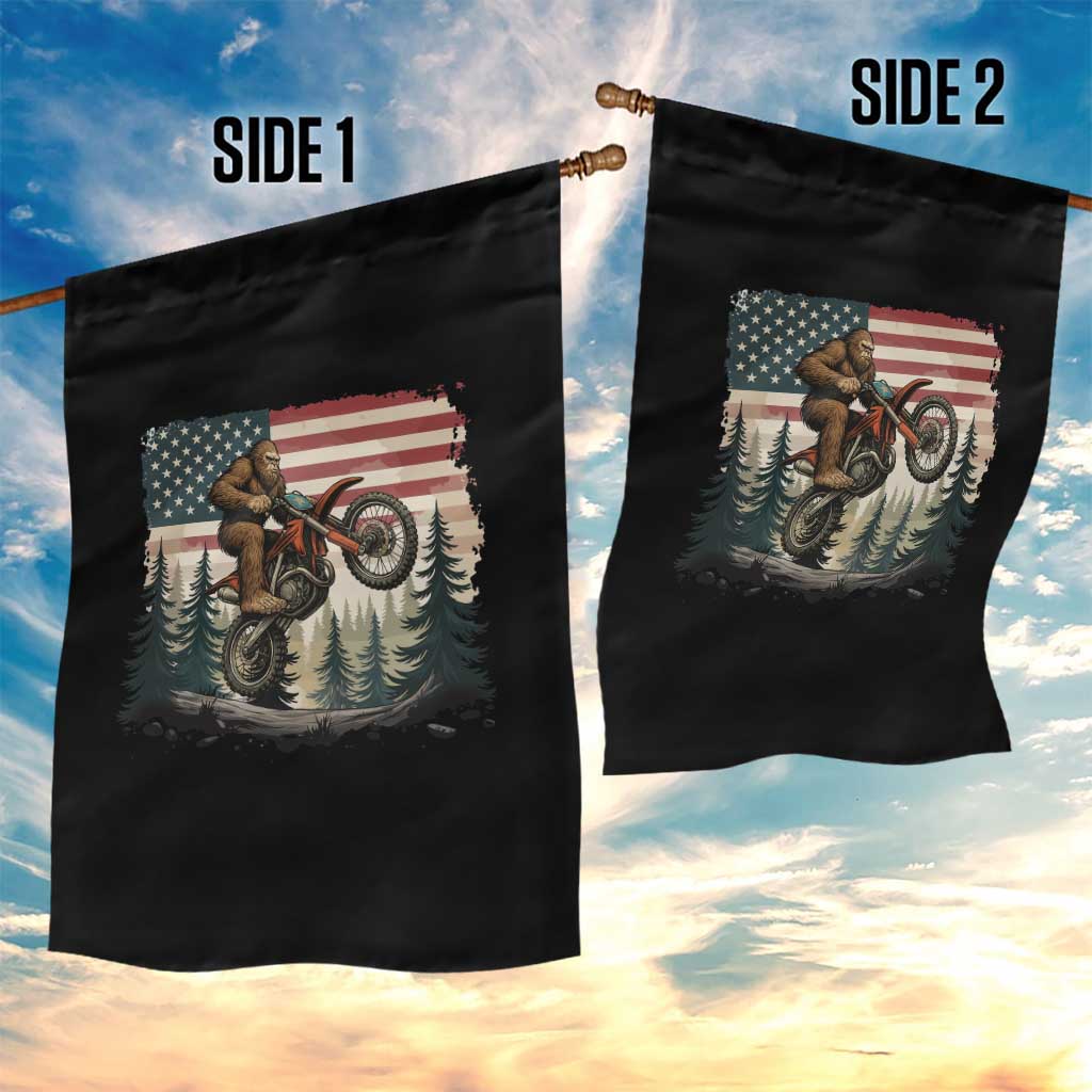 Bigfoot Dirt Bike Garden Flag Patriotic Sasquatch American Flag - Wonder Print Shop