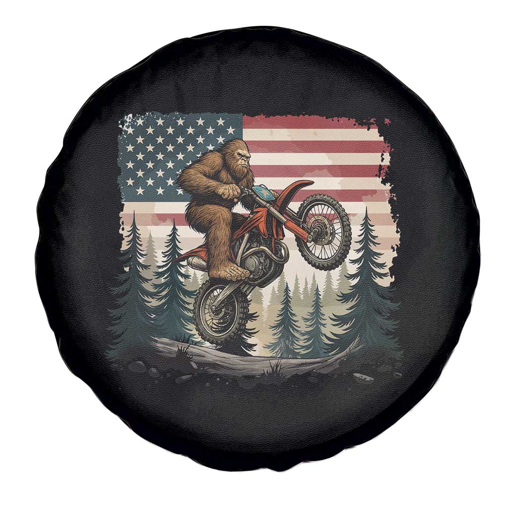 Bigfoot Dirt Bike Spare Tire Cover Patriotic Sasquatch American Flag - Wonder Print Shop