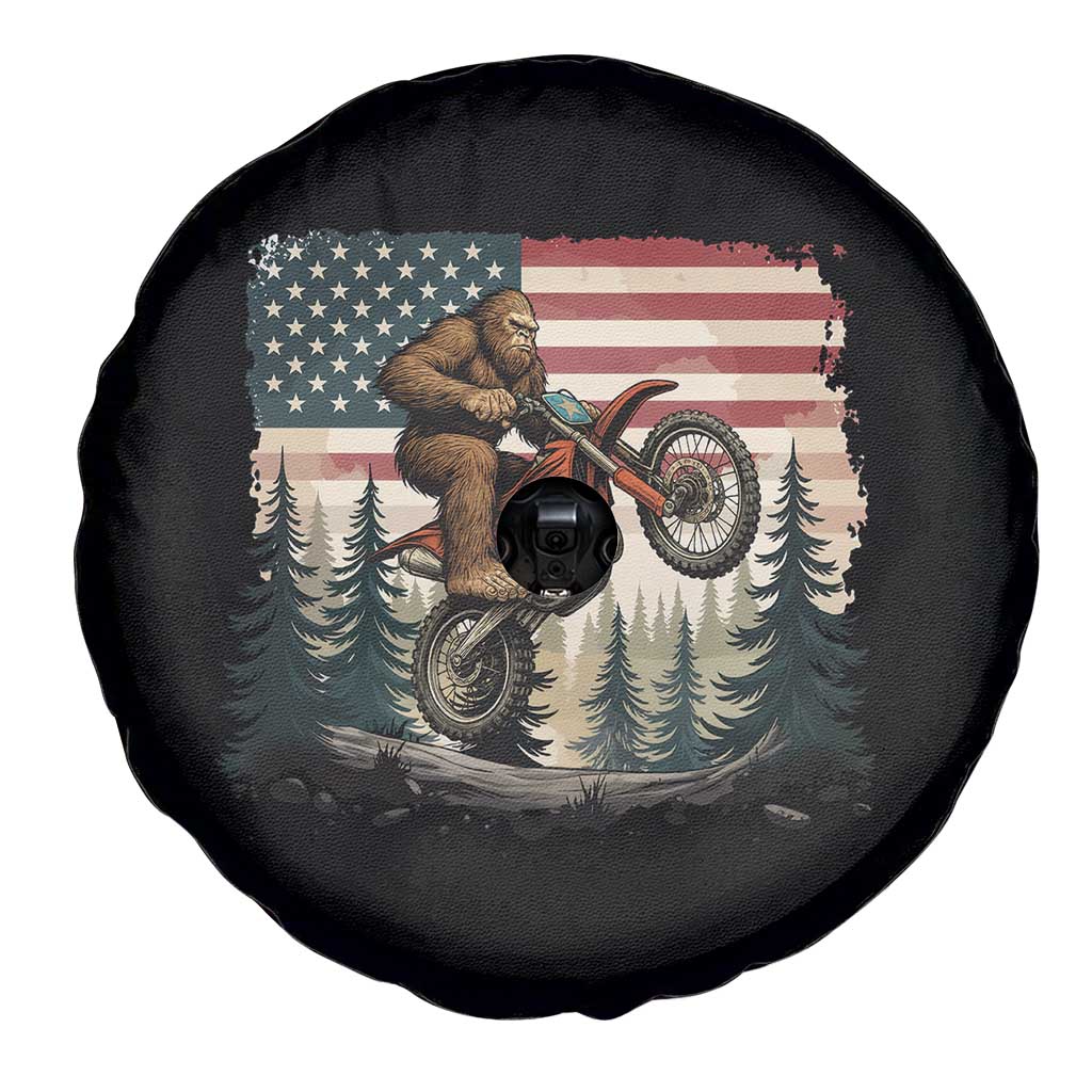Bigfoot Dirt Bike Spare Tire Cover Patriotic Sasquatch American Flag - Wonder Print Shop