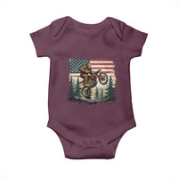 Bigfoot Dirt Bike Baby Onesie Patriotic Sasquatch American Flag - Wonder Print Shop