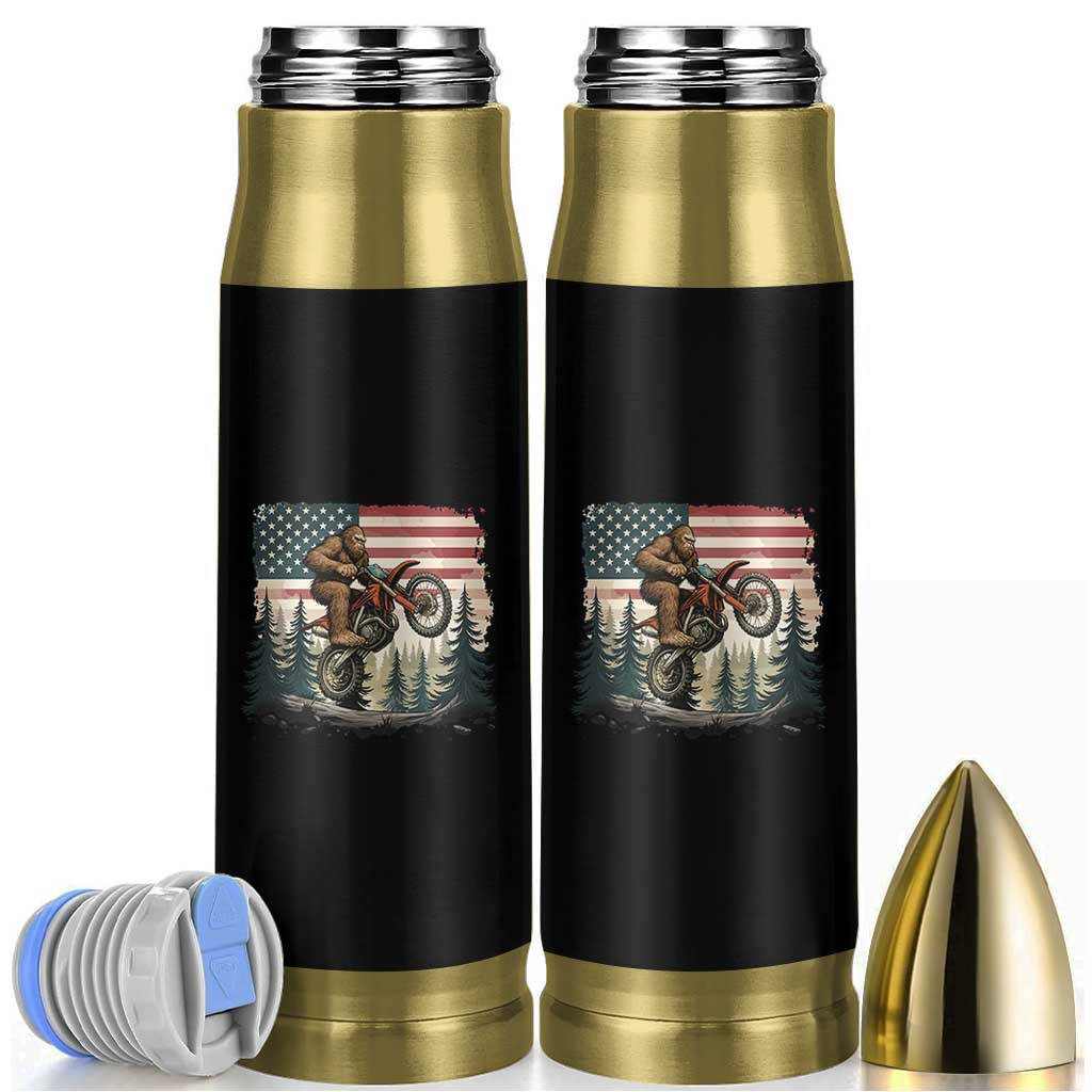 Bigfoot Dirt Bike Bullet Tumbler Patriotic Sasquatch American Flag