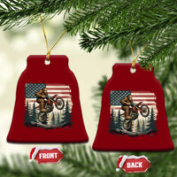 Bigfoot Dirt Bike Ceramic Ornament Patriotic Sasquatch American Flag - Wonder Print Shop