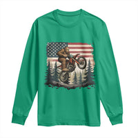 Bigfoot Dirt Bike Long Sleeve Shirt Patriotic Sasquatch American Flag - Wonder Print Shop