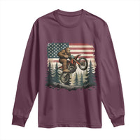 Bigfoot Dirt Bike Long Sleeve Shirt Patriotic Sasquatch American Flag - Wonder Print Shop