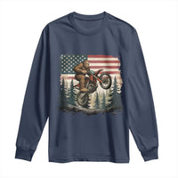 Bigfoot Dirt Bike Long Sleeve Shirt Patriotic Sasquatch American Flag - Wonder Print Shop