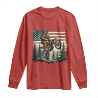 Bigfoot Dirt Bike Long Sleeve Shirt Patriotic Sasquatch American Flag - Wonder Print Shop