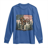 Bigfoot Dirt Bike Long Sleeve Shirt Patriotic Sasquatch American Flag - Wonder Print Shop
