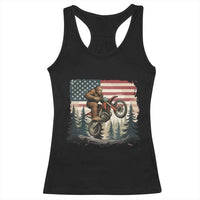 Bigfoot Dirt Bike Racerback Tank Top Patriotic Sasquatch American Flag - Wonder Print Shop