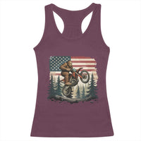 Bigfoot Dirt Bike Racerback Tank Top Patriotic Sasquatch American Flag - Wonder Print Shop