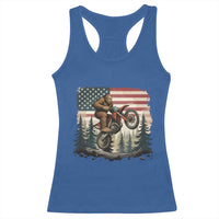 Bigfoot Dirt Bike Racerback Tank Top Patriotic Sasquatch American Flag - Wonder Print Shop