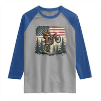 Bigfoot Dirt Bike Raglan Shirt Patriotic Sasquatch American Flag - Wonder Print Shop