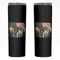 Bigfoot Dirt Bike Skinny Tumbler Patriotic Sasquatch American Flag