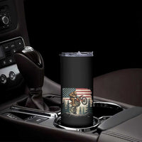 Bigfoot Dirt Bike Skinny Tumbler Patriotic Sasquatch American Flag