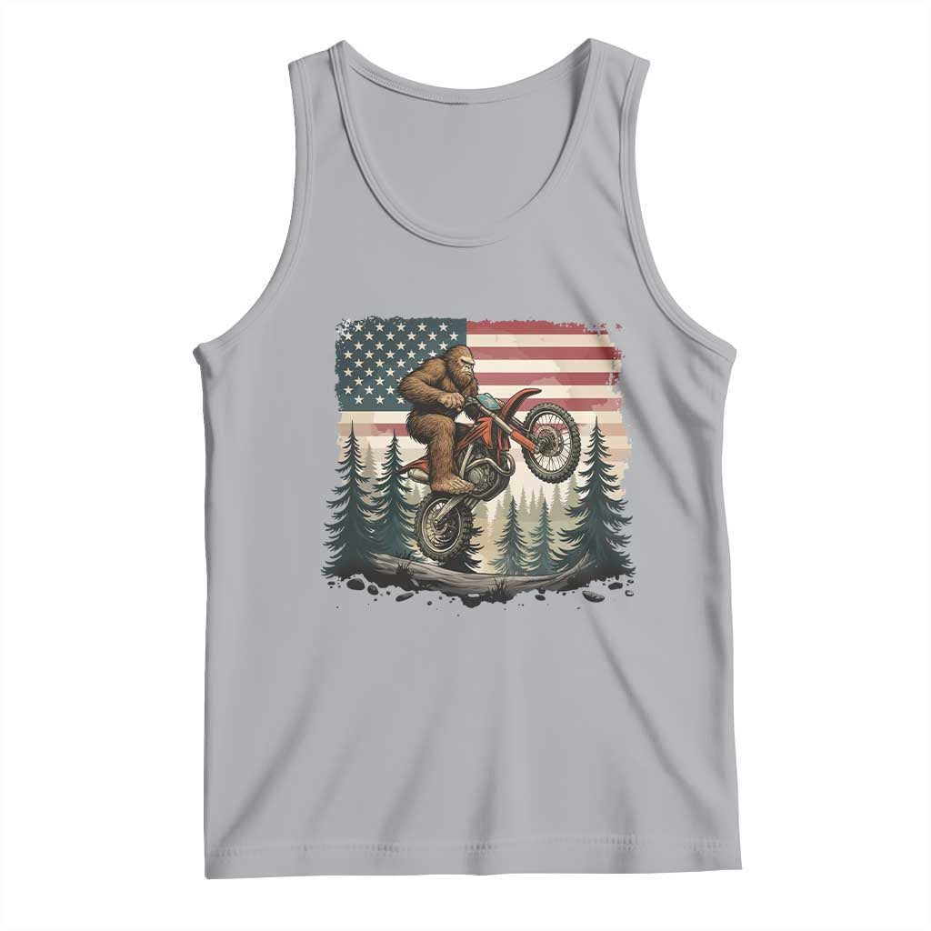 Bigfoot Dirt Bike Tank Top Patriotic Sasquatch American Flag - Wonder Print Shop