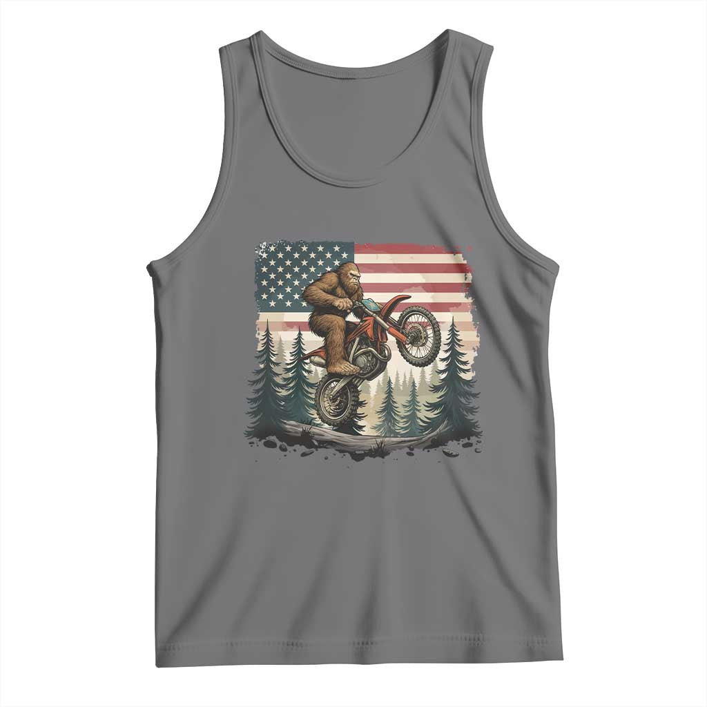 Bigfoot Dirt Bike Tank Top Patriotic Sasquatch American Flag - Wonder Print Shop