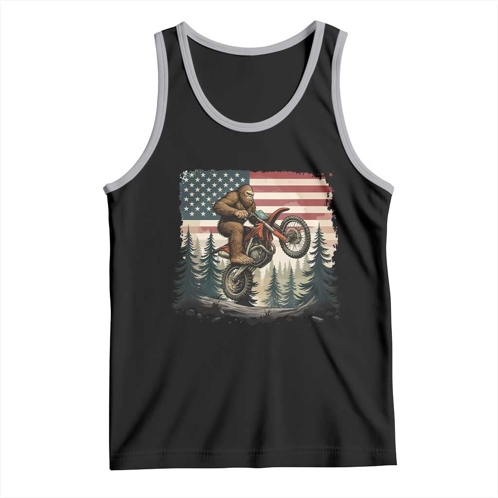 Bigfoot Dirt Bike Tank Top Patriotic Sasquatch American Flag - Wonder Print Shop