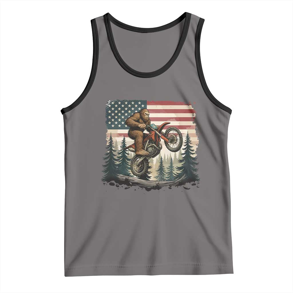 Bigfoot Dirt Bike Tank Top Patriotic Sasquatch American Flag - Wonder Print Shop