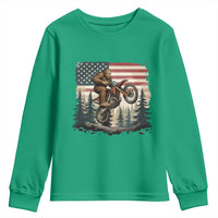 Bigfoot Dirt Bike Youth Sweatshirt Patriotic Sasquatch American Flag - Wonder Print Shop