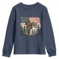 Bigfoot Dirt Bike Youth Sweatshirt Patriotic Sasquatch American Flag - Wonder Print Shop