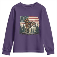 Bigfoot Dirt Bike Youth Sweatshirt Patriotic Sasquatch American Flag - Wonder Print Shop