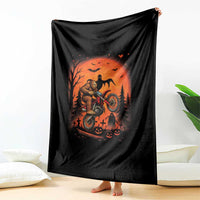 Bigfoot Dirt Bike Throw Blanket Sasquatch Halloween Creepy Biker - Wonder Print Shop