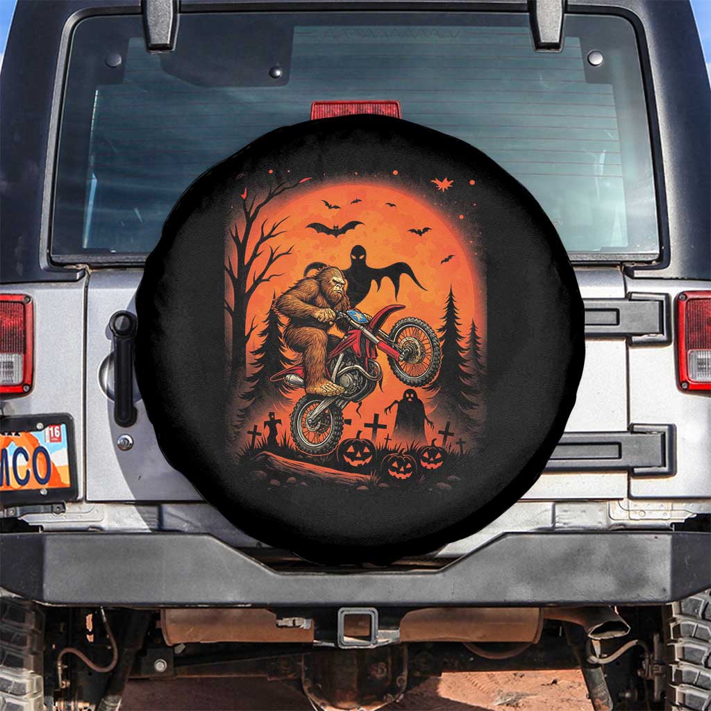 Bigfoot Dirt Bike Spare Tire Cover Sasquatch Halloween Creepy Biker - Wonder Print Shop