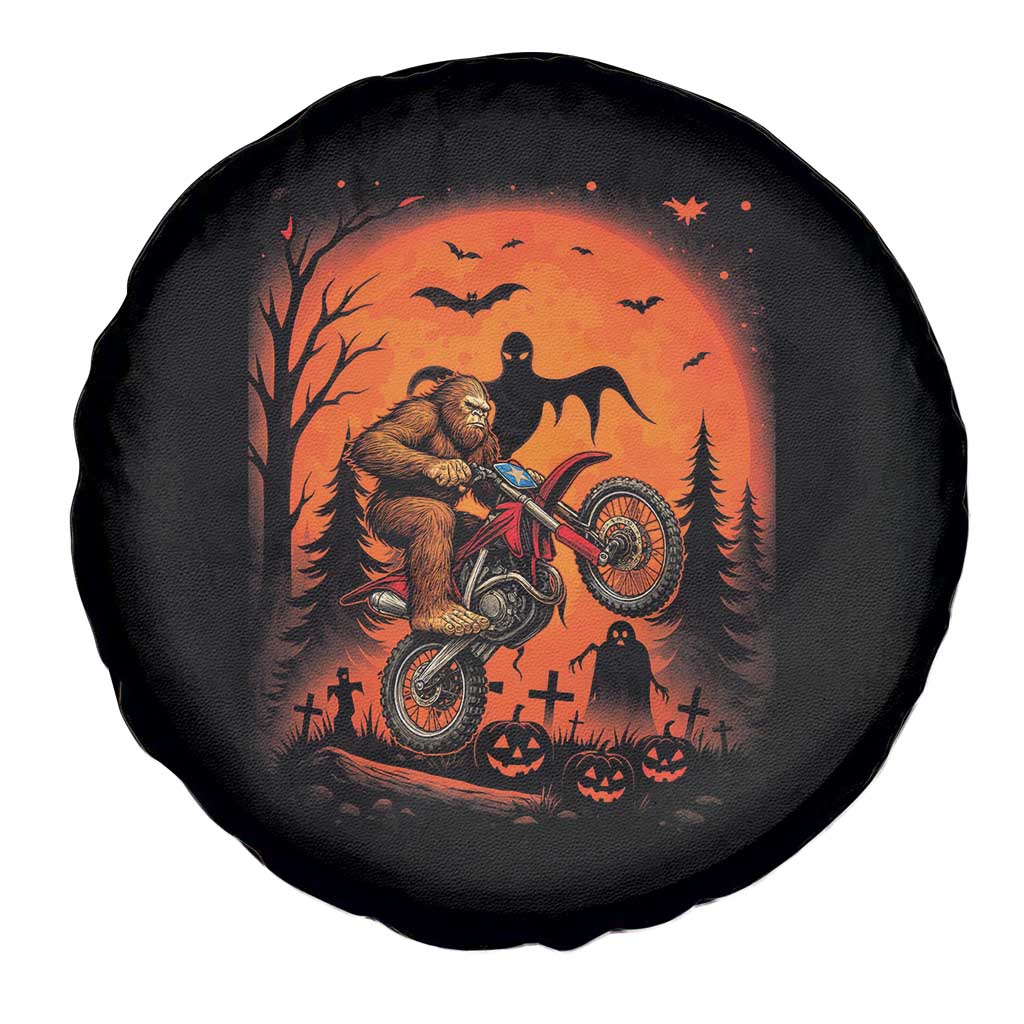 Bigfoot Dirt Bike Spare Tire Cover Sasquatch Halloween Creepy Biker - Wonder Print Shop