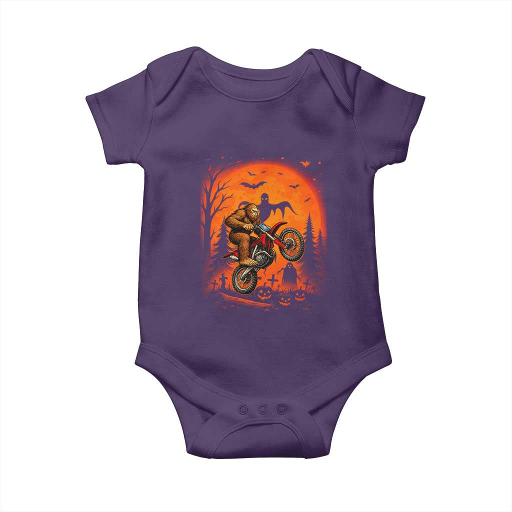 Bigfoot Dirt Bike Baby Onesie Sasquatch Halloween Creepy Biker - Wonder Print Shop