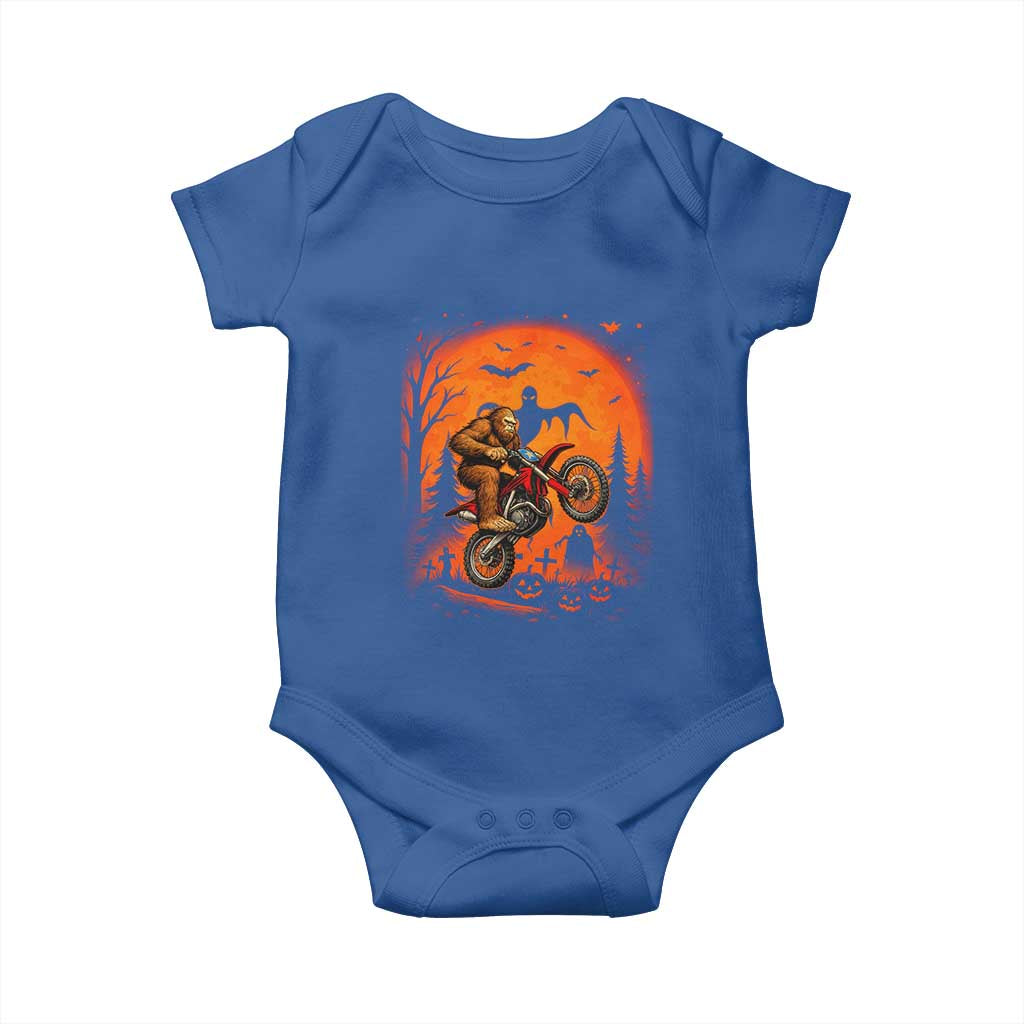 Bigfoot Dirt Bike Baby Onesie Sasquatch Halloween Creepy Biker - Wonder Print Shop
