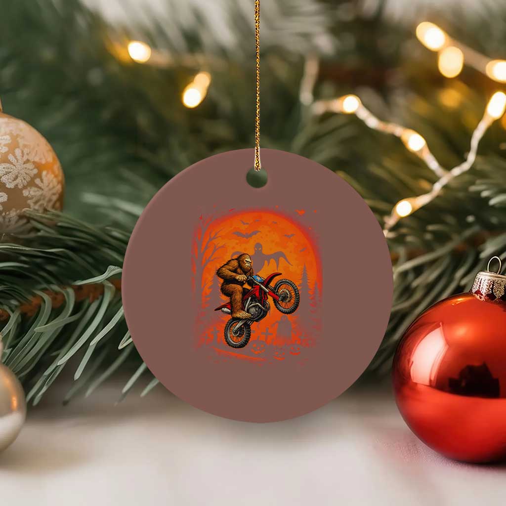 Bigfoot Dirt Bike Ceramic Ornament Sasquatch Halloween Creepy Biker - Wonder Print Shop