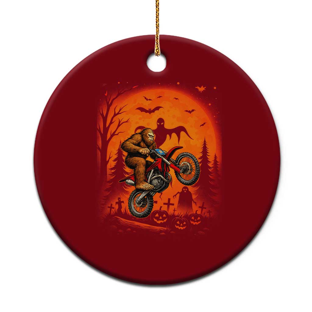 Bigfoot Dirt Bike Ceramic Ornament Sasquatch Halloween Creepy Biker - Wonder Print Shop