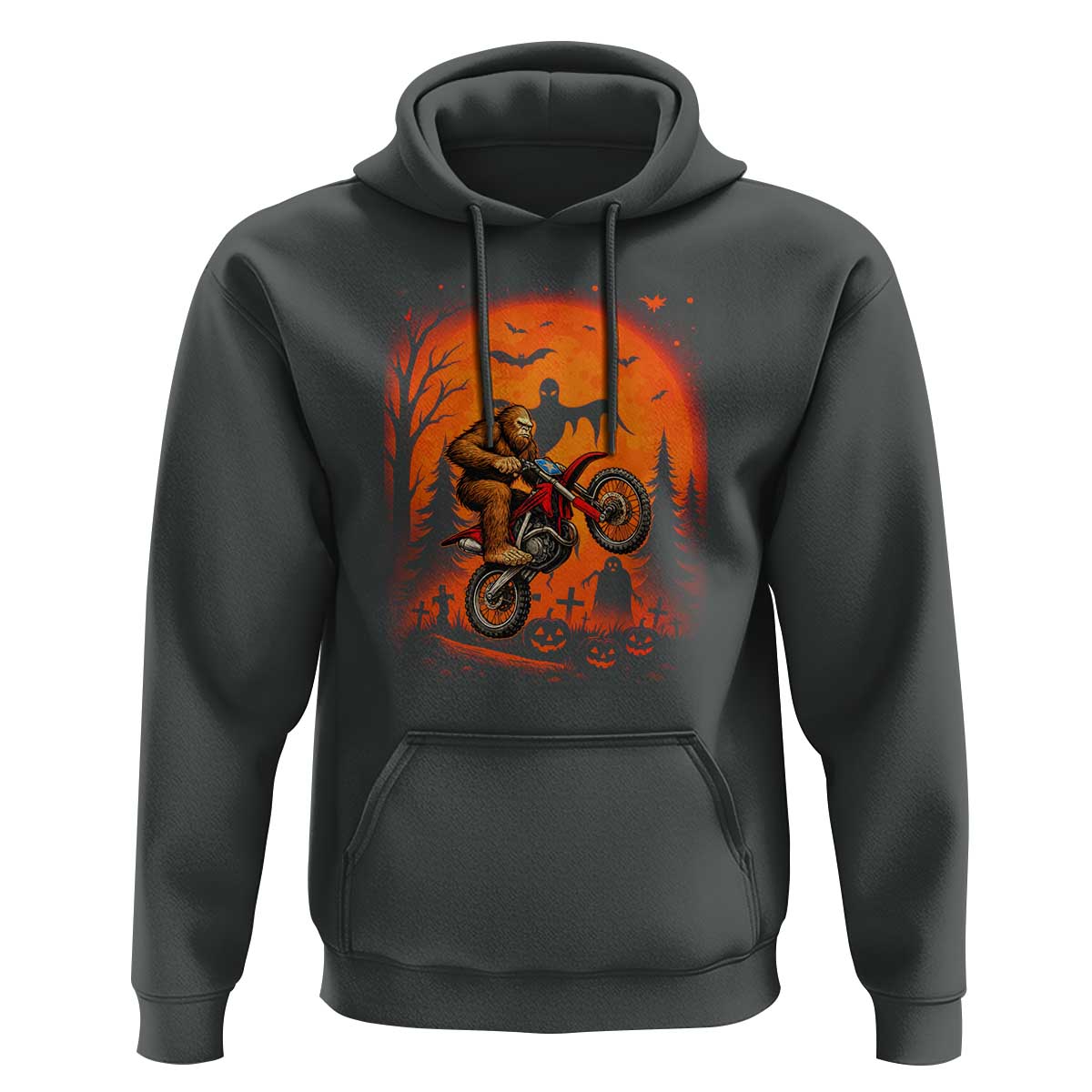 Bigfoot Dirt Bike Hoodie Sasquatch Halloween Creepy Biker - Wonder Print Shop