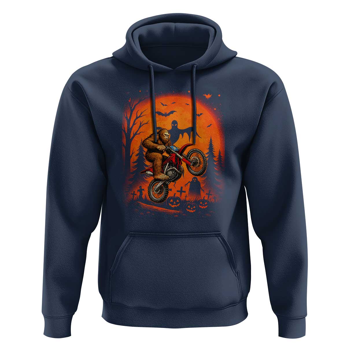 Bigfoot Dirt Bike Hoodie Sasquatch Halloween Creepy Biker - Wonder Print Shop