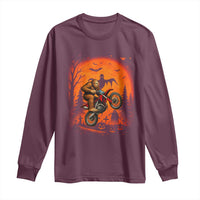 Bigfoot Dirt Bike Long Sleeve Shirt Sasquatch Halloween Creepy Biker - Wonder Print Shop