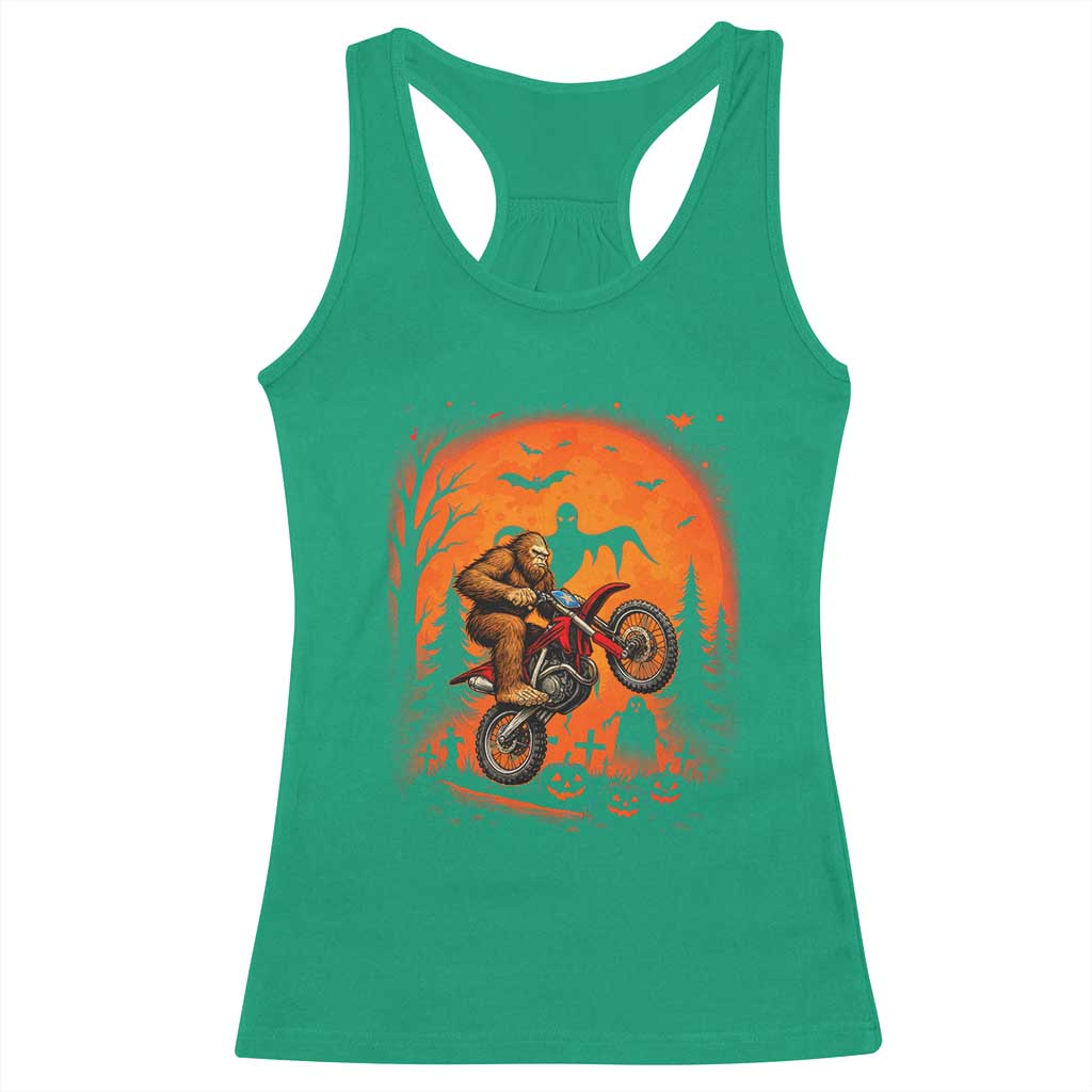 Bigfoot Dirt Bike Racerback Tank Top Sasquatch Halloween Creepy Biker - Wonder Print Shop