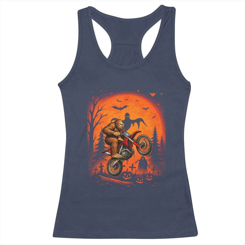 Bigfoot Dirt Bike Racerback Tank Top Sasquatch Halloween Creepy Biker - Wonder Print Shop