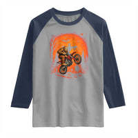 Bigfoot Dirt Bike Raglan Shirt Sasquatch Halloween Creepy Biker - Wonder Print Shop
