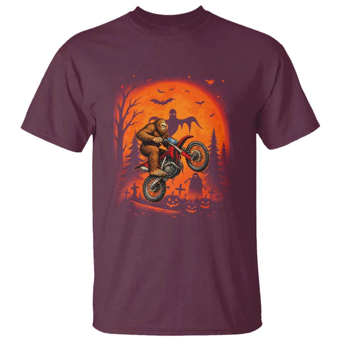 Bigfoot Dirt Bike T Shirt Sasquatch Halloween Creepy Biker - Wonder Print Shop