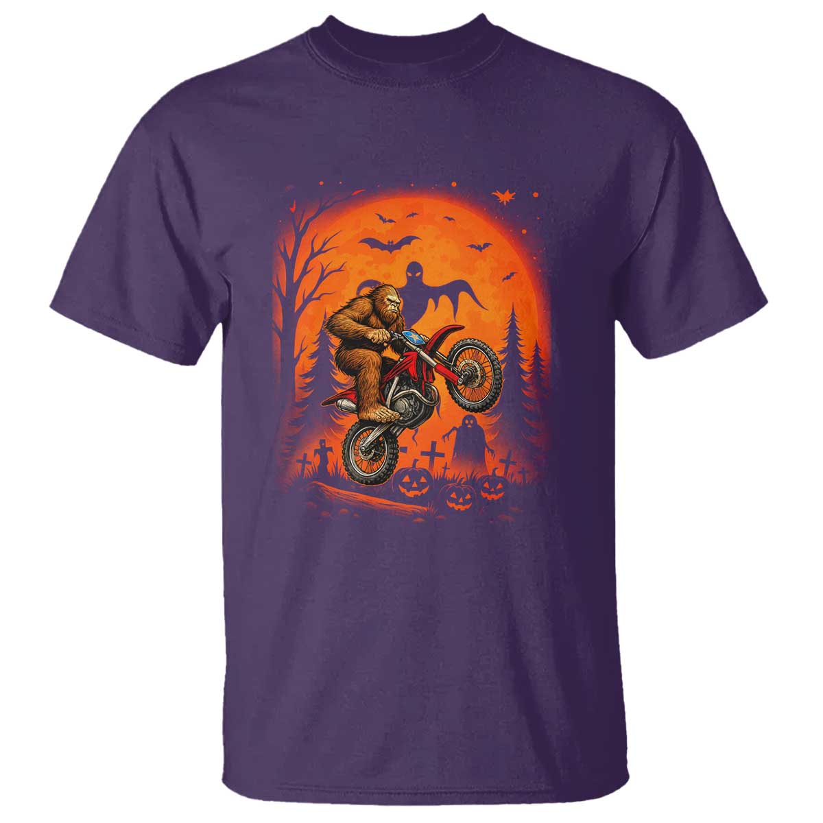 Bigfoot Dirt Bike T Shirt Sasquatch Halloween Creepy Biker - Wonder Print Shop