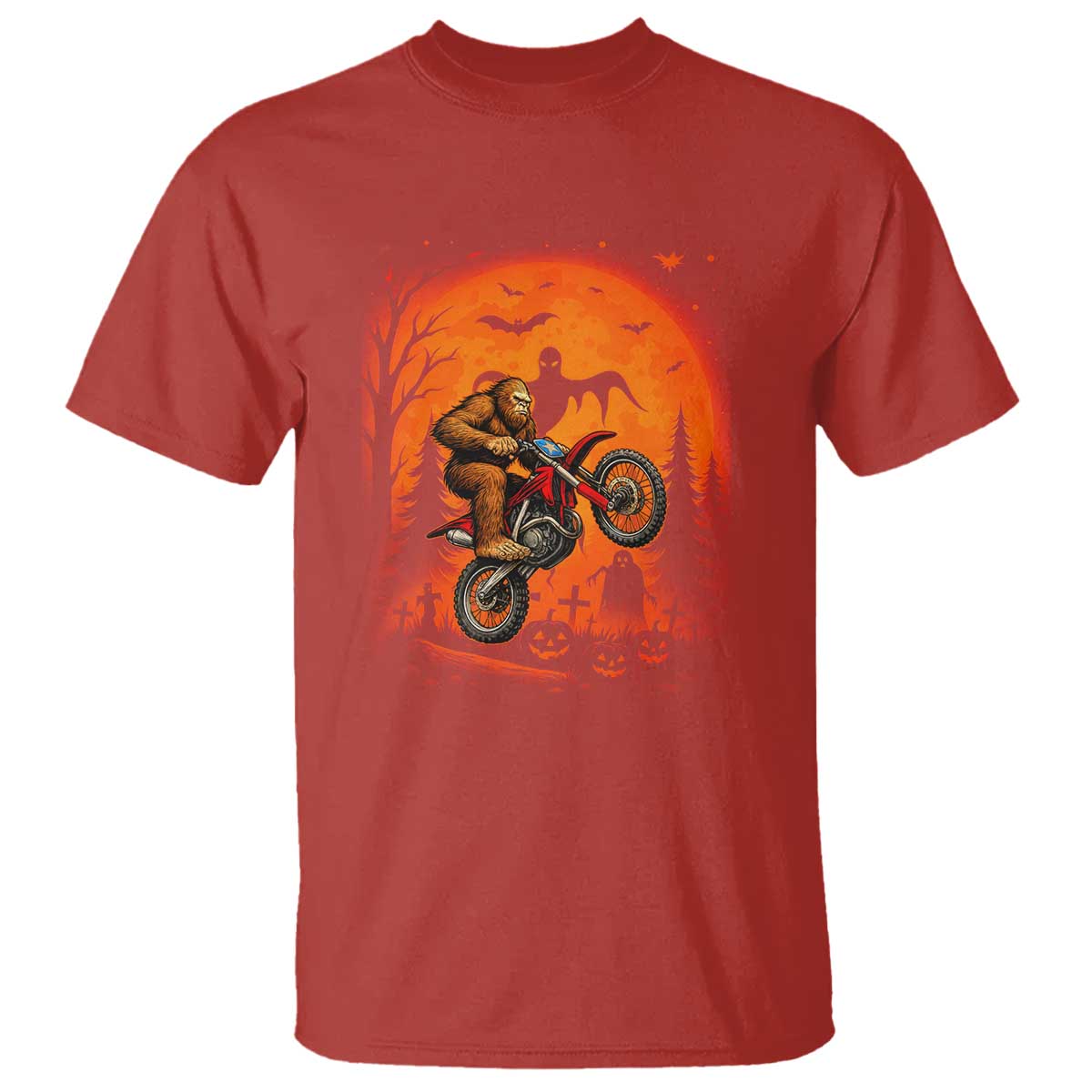 Bigfoot Dirt Bike T Shirt Sasquatch Halloween Creepy Biker - Wonder Print Shop