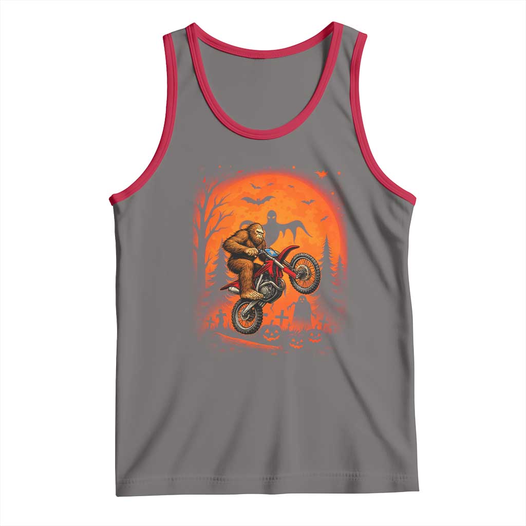 Bigfoot Dirt Bike Tank Top Sasquatch Halloween Creepy Biker - Wonder Print Shop