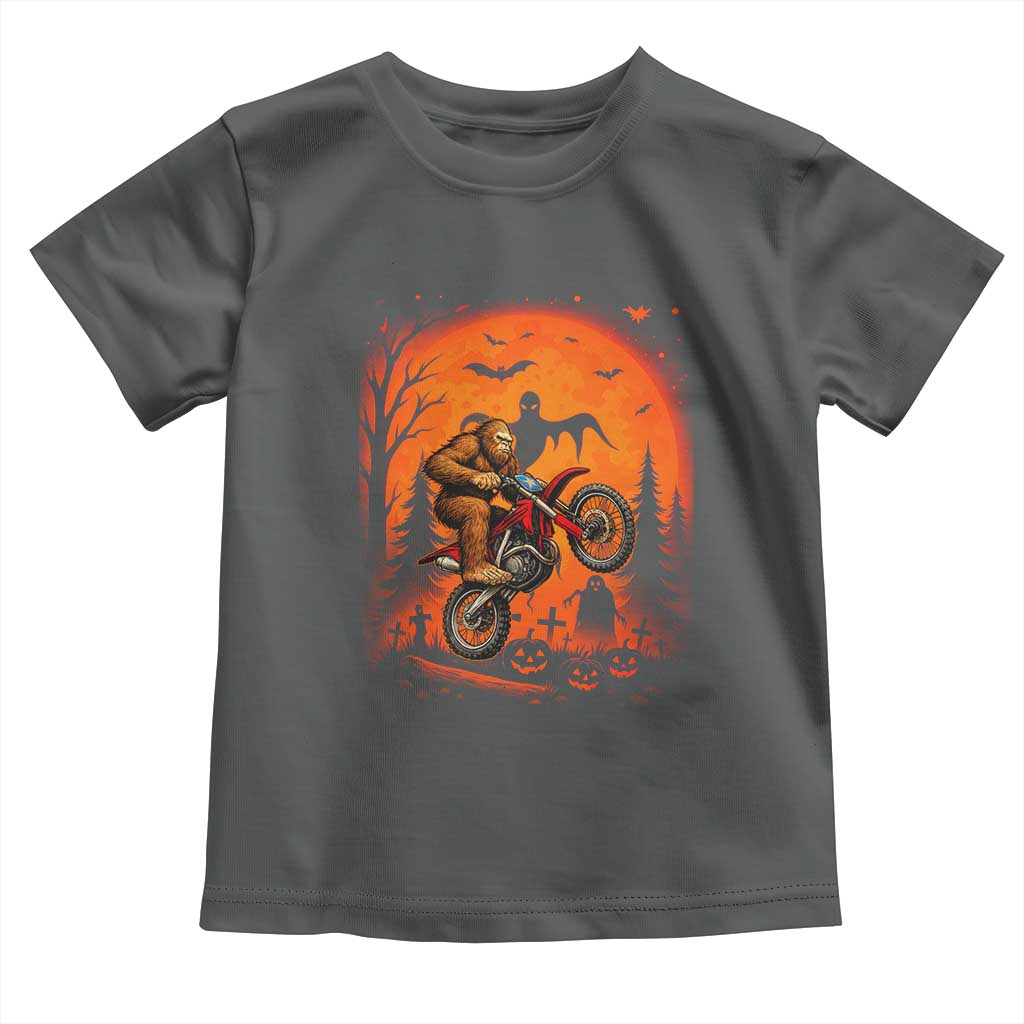 Bigfoot Dirt Bike Toddler T Shirt Sasquatch Halloween Creepy Biker - Wonder Print Shop